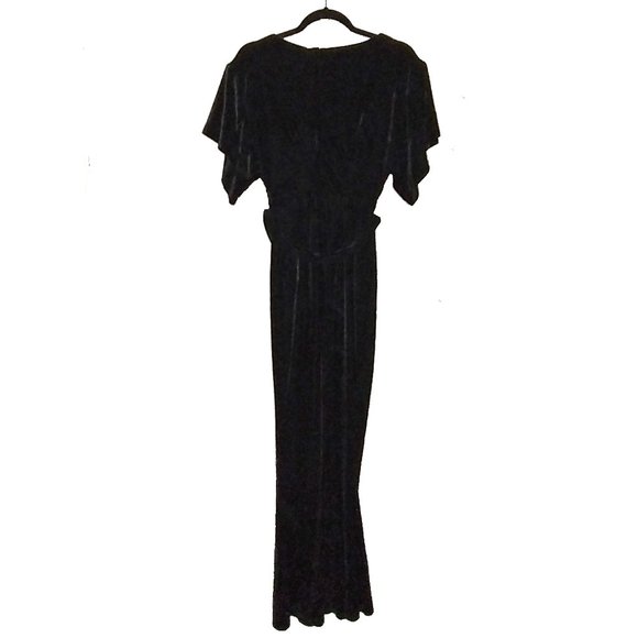 Modcloth x Collectif Keiko Short Sleeve Black Velvet Maxi Wrap Dress - Size XXS - Picture 3 of 4
